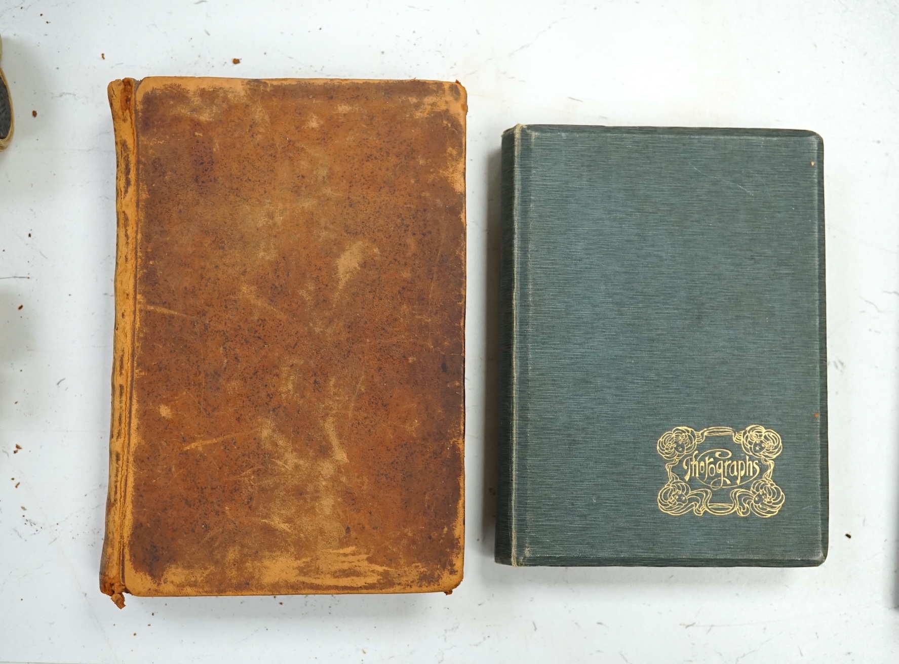 Five assorted books and a photograph album - A.A. Milne - When We Were Very Young, Sardanapalus, A Tragedy, The Two Foscari, A Tragedy and Cain, A Mystery by Lord Byron, Wuthering Heights by Emily Brontë, Childe Harold’s